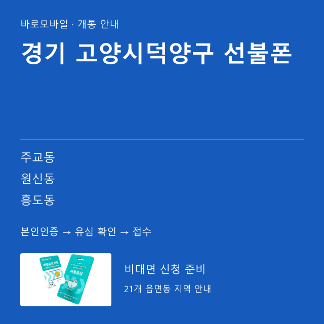 고양시덕양구 선불폰 개통 안내
