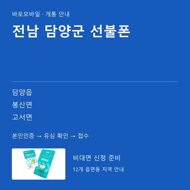 담양군 선불폰 개통 안내