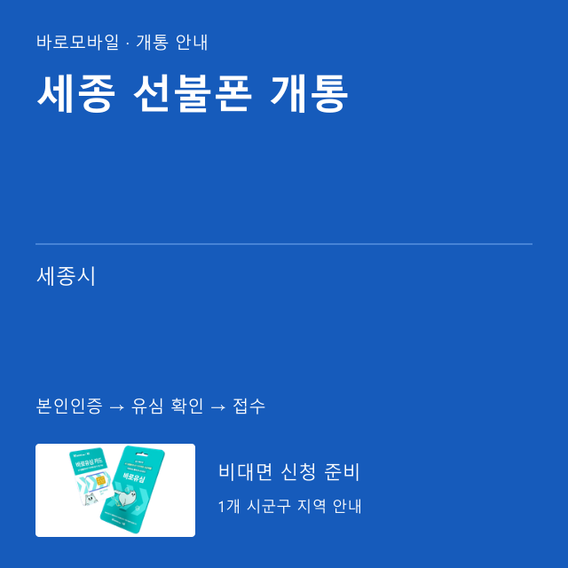 세종 선불폰 개통 안내